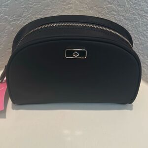 Kate Spade Dome Nylon Cosmetic Case Black Makeup Bag Travel Half Circle NWT